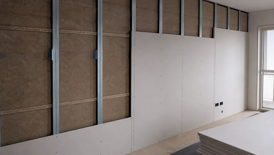 Un artisan installe un plafond suspendu dans un intérieur blanc