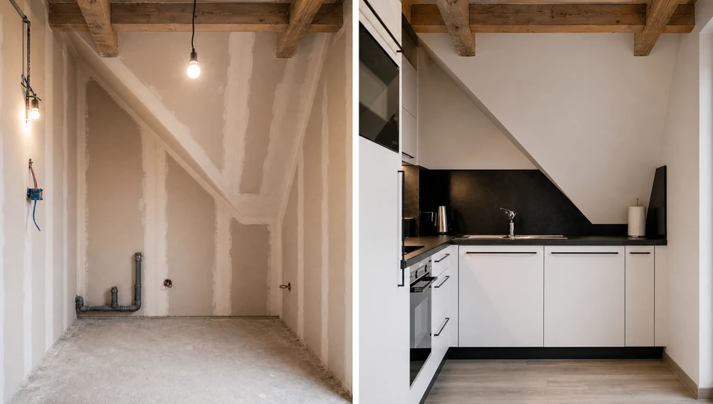 Scène d'intérieur avec matériel de peinture sur surface en bois clair